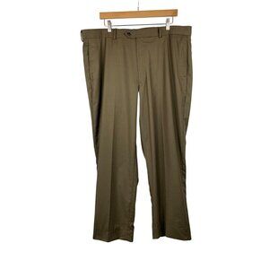 Joseph & Feiss Mens Dress Pants Size 38x30 Olive Green Flat Front